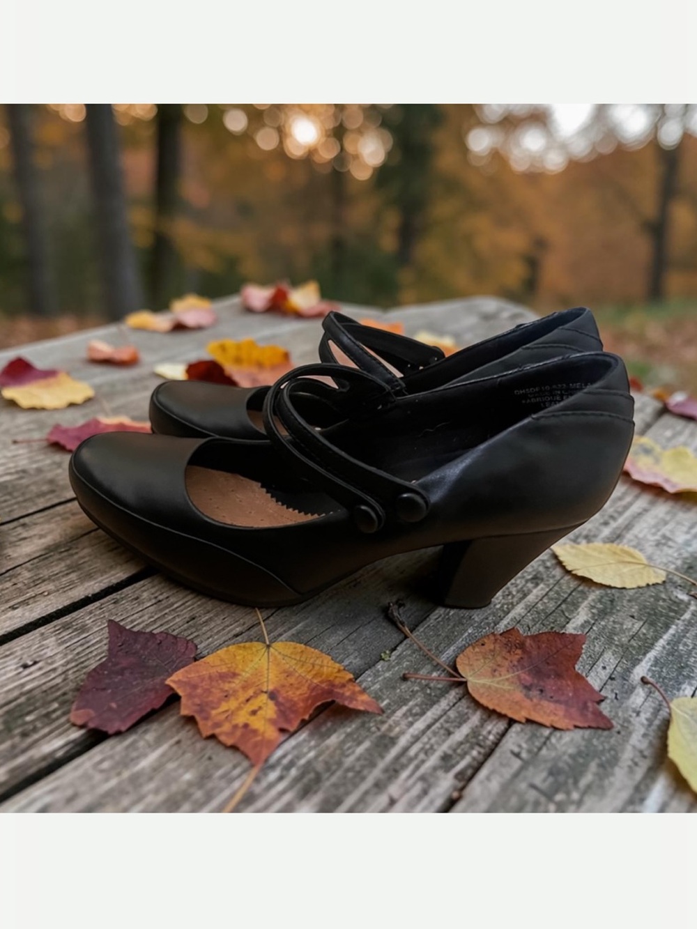 NWOT Leather Double Strap Comfortwear MaryJane ChunkyHeel  Black Sz 8.5 Academia